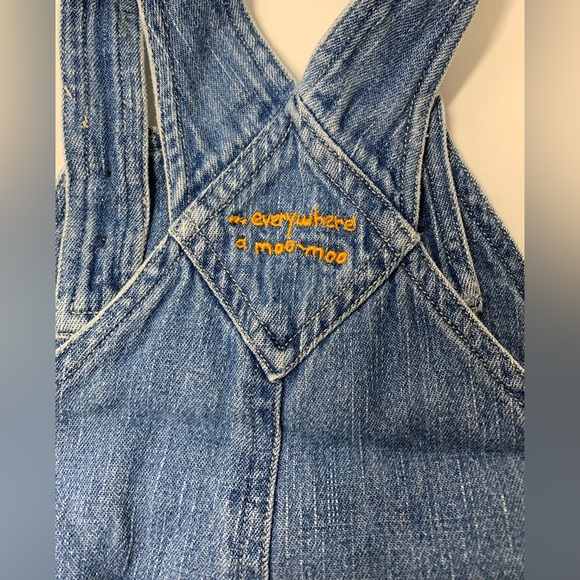 Cherokee Baby Play-wear Jean Overalls Cow Moo Moo Size 6-9 Months - Picture 4 of 6